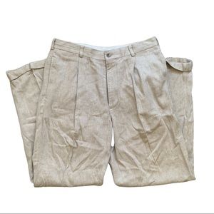 Perry Ellis Linen Tan Dress Pants SZ 34/32